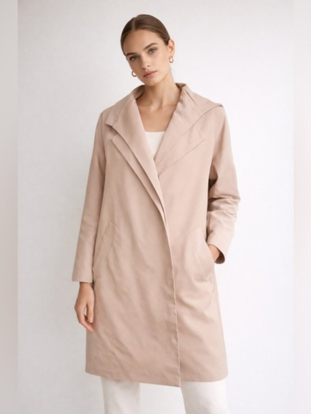 LYNN Kenneth Lynn Beige Lightweight Trench Coat – Size 2 (Bust 85cm)